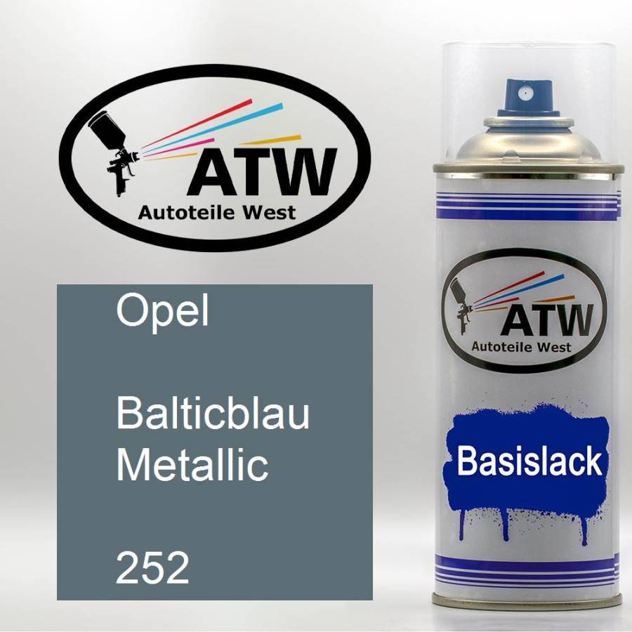 Opel, Balticblau Metallic, 252: 400ml Sprühdose, von ATW Autoteile West.